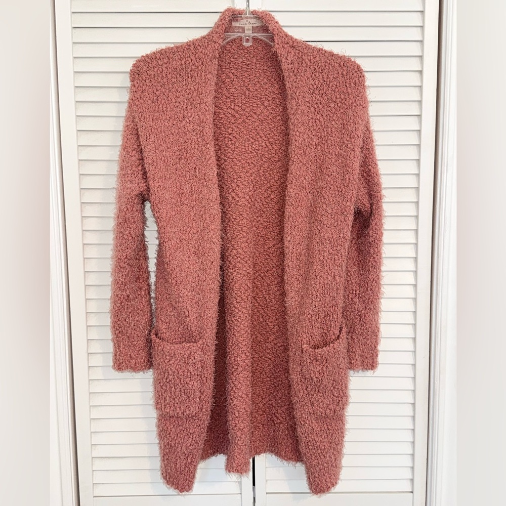 Love Tree Soft Pink Fuzzy Cardigan Sweater - L